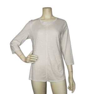 J. JILL White Pima Cotton 3/4 Length Sleeve T Shirt Womens Size Medium